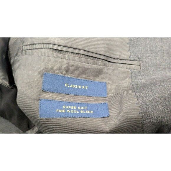 Stafford Mens 38 Short Gray Stria Super Suit Classic Fit Fine Wool Blend Solid - Picture 9 of 10